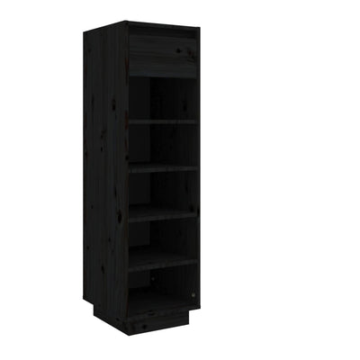 vidaXL Shoe Cabinet Black 30x34x105 cm Solid Wood Pine