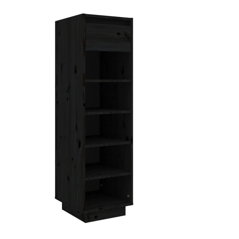 vidaXL Shoe Cabinet Black 30x34x105 cm Solid Wood Pine