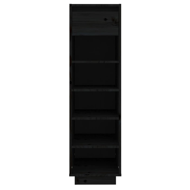 vidaXL Shoe Cabinet Black 30x34x105 cm Solid Wood Pine