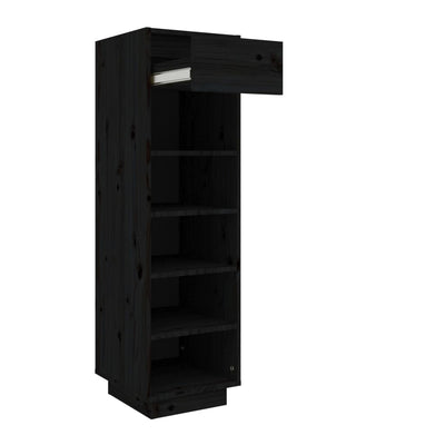 vidaXL Shoe Cabinet Black 30x34x105 cm Solid Wood Pine