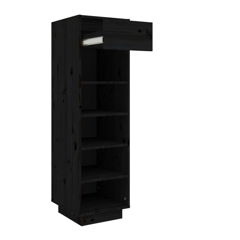 vidaXL Shoe Cabinet Black 30x34x105 cm Solid Wood Pine