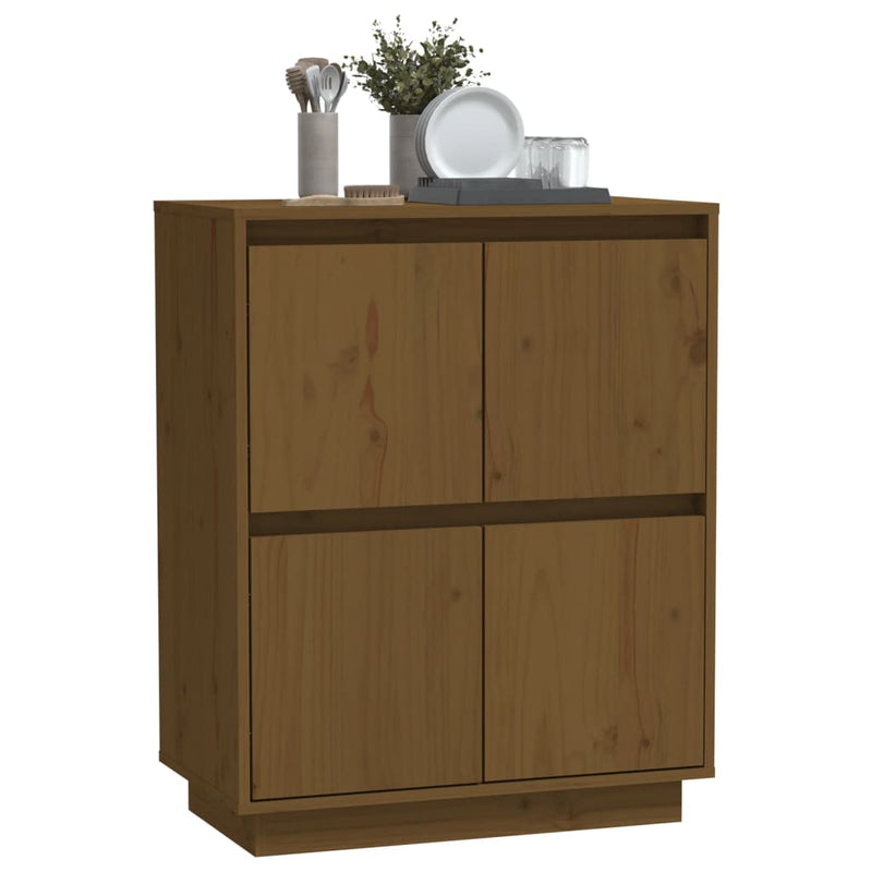 vidaXL Sideboard Black 60x34x75 cm Solid Wood Pine
