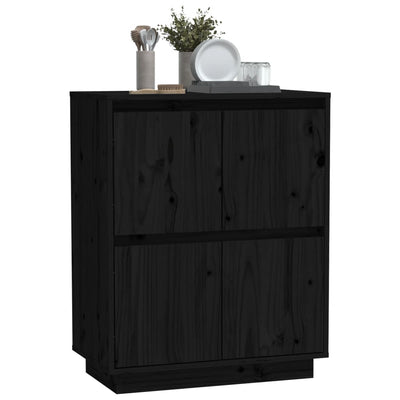 vidaXL Sideboard Black 60x34x75 cm Solid Wood Pine