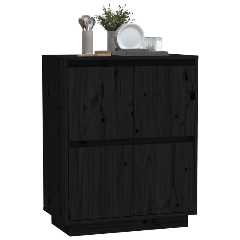vidaXL Sideboard Black 60x34x75 cm Solid Wood Pine