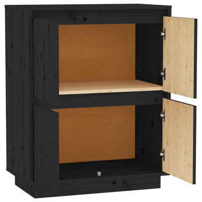vidaXL Sideboard Black 60x34x75 cm Solid Wood Pine