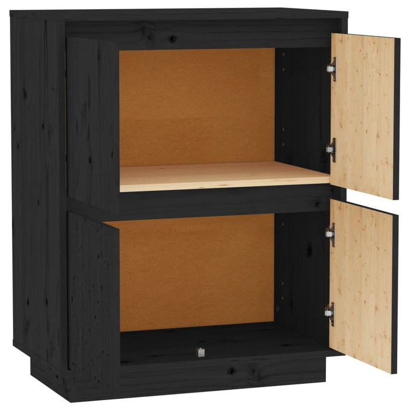 vidaXL Sideboard Black 60x34x75 cm Solid Wood Pine