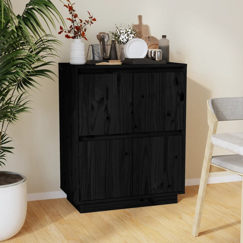 vidaXL Sideboard Black 60x34x75 cm Solid Wood Pine