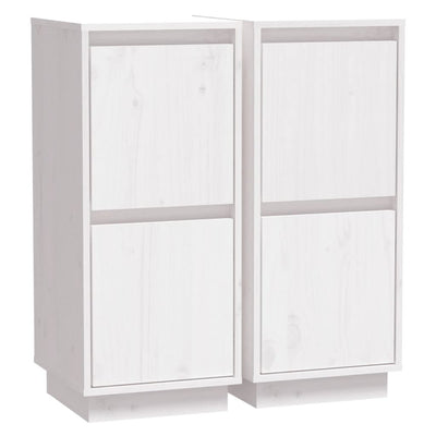 vidaXL Sideboards 2 pcs Black 31.5x34x75 cm Solid Wood Pine