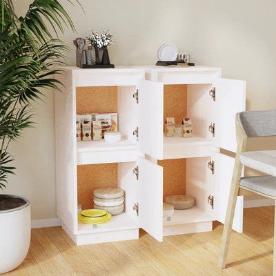 vidaXL Sideboards 2 pcs Black 31.5x34x75 cm Solid Wood Pine