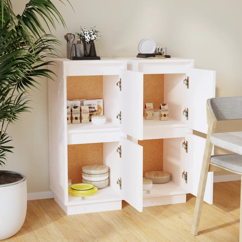 vidaXL Sideboards 2 pcs Black 31.5x34x75 cm Solid Wood Pine