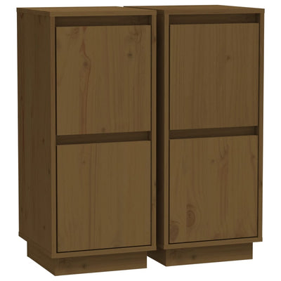 vidaXL Sideboards 2 pcs Black 31.5x34x75 cm Solid Wood Pine