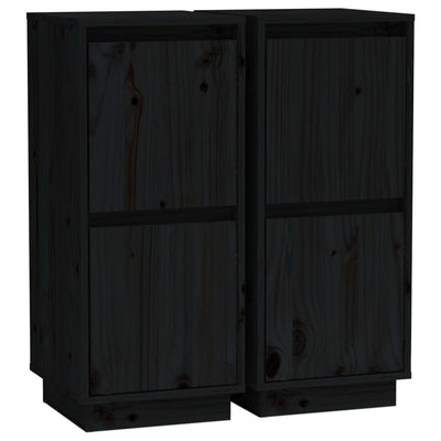 vidaXL Sideboards 2 pcs Black 31.5x34x75 cm Solid Wood Pine