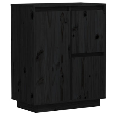vidaXL Sideboard Black 60x34x75 cm Solid Wood Pine