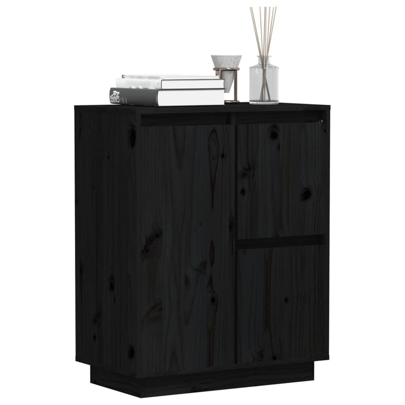 vidaXL Sideboard Black 60x34x75 cm Solid Wood Pine
