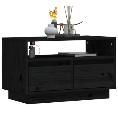 vidaXL TV Cabinet Black 60x35x37 cm Solid Wood Pine
