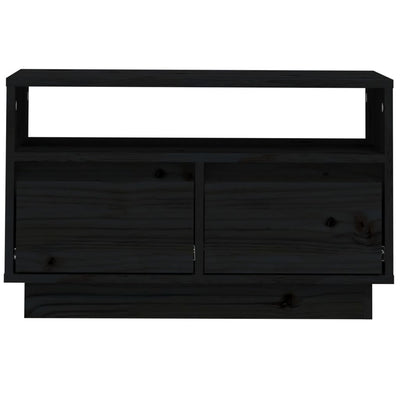 vidaXL TV Cabinet Black 60x35x37 cm Solid Wood Pine