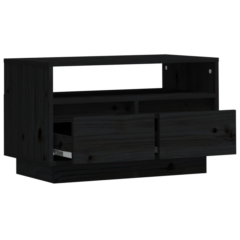 vidaXL TV Cabinet Black 60x35x37 cm Solid Wood Pine