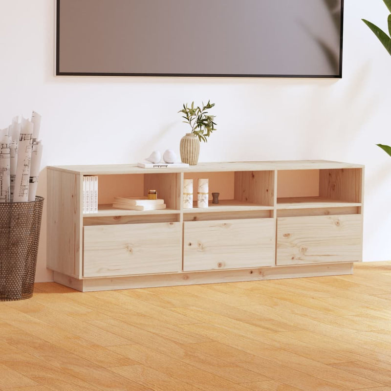 vidaXL TV Cabinet White 140x37x50 cm Solid Wood Pine