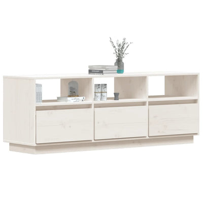 vidaXL TV Cabinet White 140x37x50 cm Solid Wood Pine