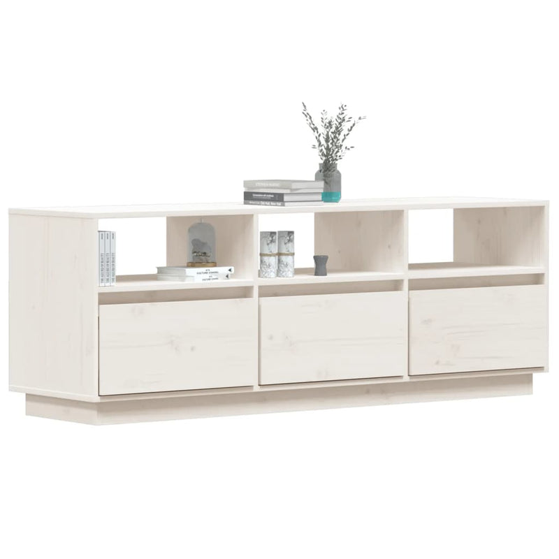 vidaXL TV Cabinet White 140x37x50 cm Solid Wood Pine