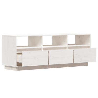 vidaXL TV Cabinet White 140x37x50 cm Solid Wood Pine