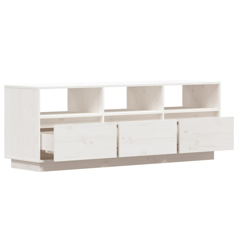 vidaXL TV Cabinet White 140x37x50 cm Solid Wood Pine
