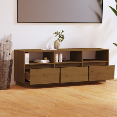 vidaXL TV Cabinet White 140x37x50 cm Solid Wood Pine