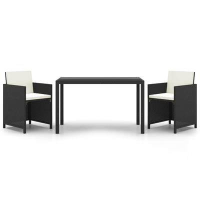 vidaXL 3 Piece Garden Dining Set with Cushions Poly Rattan Beige