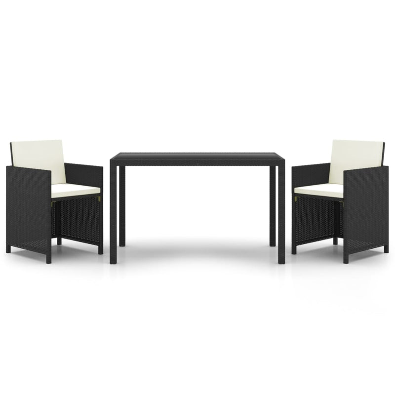 vidaXL 3 Piece Garden Dining Set with Cushions Poly Rattan Beige