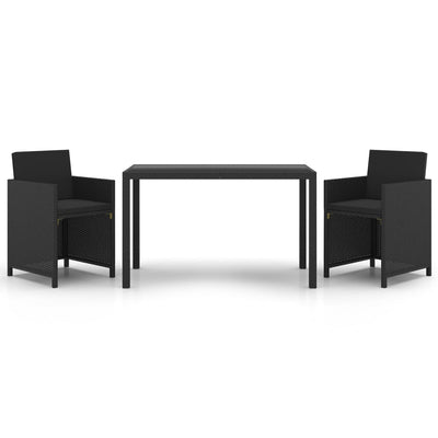 vidaXL 3 Piece Garden Dining Set with Cushions Poly Rattan Beige