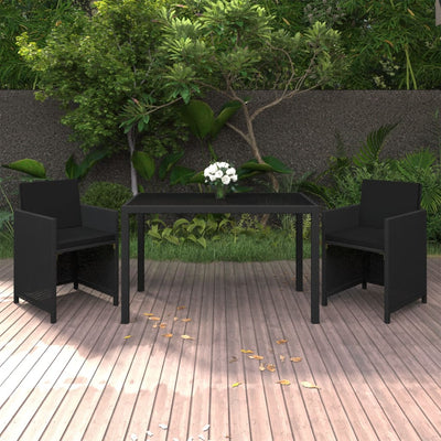 vidaXL 3 Piece Garden Dining Set with Cushions Poly Rattan Beige
