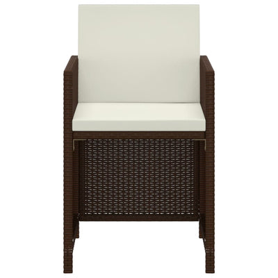 vidaXL 3 Piece Garden Dining Set with Cushions Poly Rattan Beige