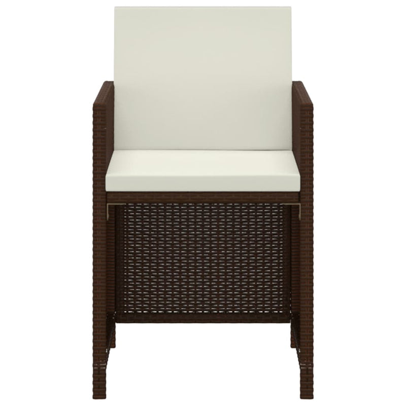 vidaXL 3 Piece Garden Dining Set with Cushions Poly Rattan Beige