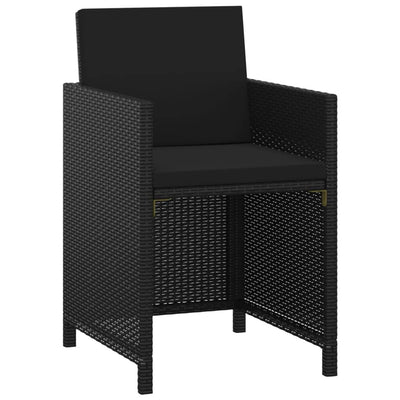 vidaXL 5 Piece Garden Dining Set with Cushions Poly Rattan Black
