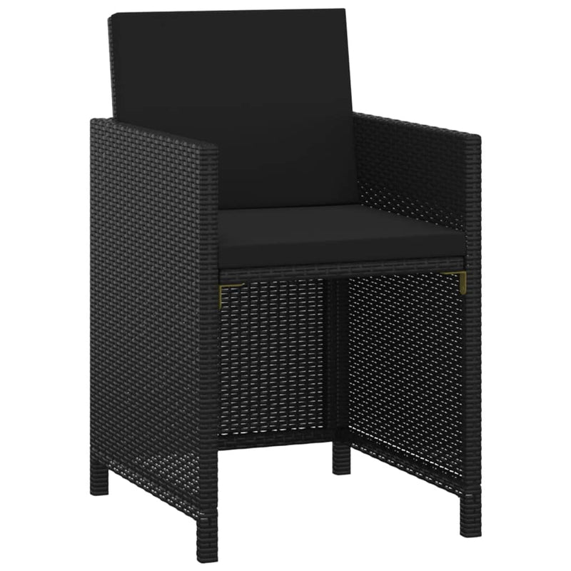 vidaXL 5 Piece Garden Dining Set with Cushions Poly Rattan Black