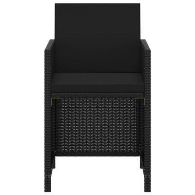 vidaXL 5 Piece Garden Dining Set with Cushions Poly Rattan Black