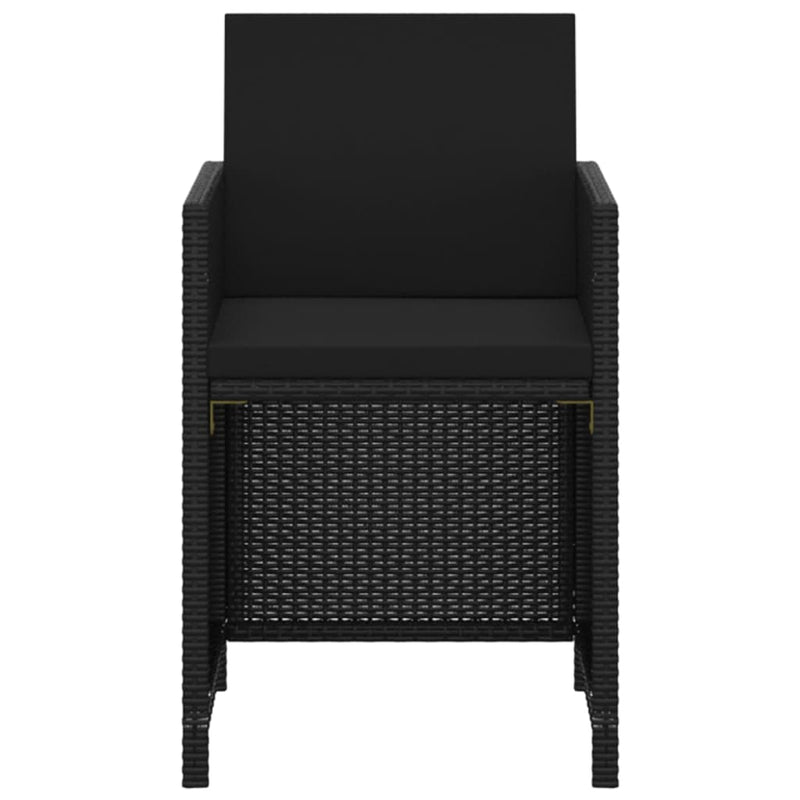 vidaXL 5 Piece Garden Dining Set with Cushions Poly Rattan Black