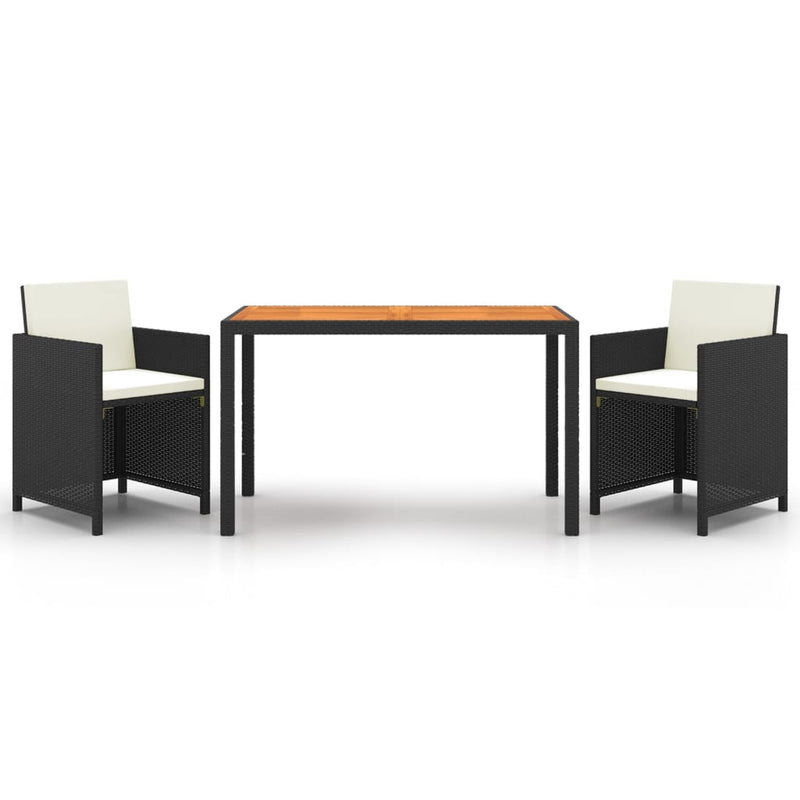 vidaXL 3 Piece Garden Dining Set with Cushions Poly Rattan Grey