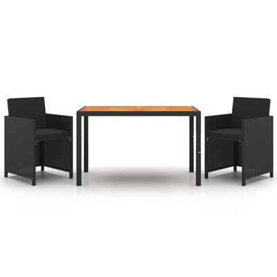 vidaXL 3 Piece Garden Dining Set with Cushions Poly Rattan Grey