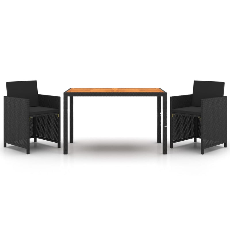 vidaXL 3 Piece Garden Dining Set with Cushions Poly Rattan Grey