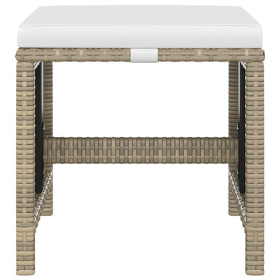 vidaXL 3 Piece Garden Dining Set with Cushions Poly Rattan Beige