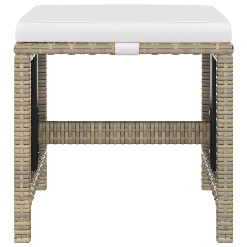 vidaXL 3 Piece Garden Dining Set with Cushions Poly Rattan Beige