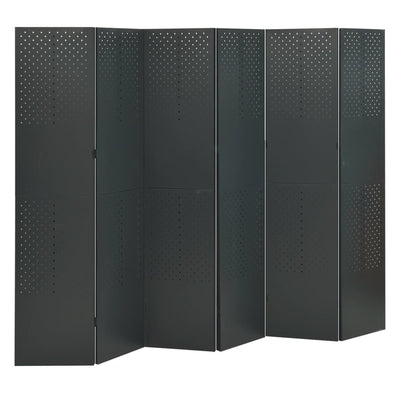 vidaXL 6-Panel Room Dividers 2 pcs Anthracite 240x180 cm Steel