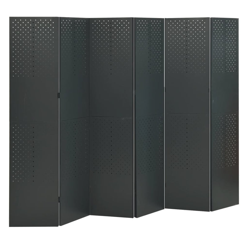 vidaXL 6-Panel Room Dividers 2 pcs Anthracite 240x180 cm Steel