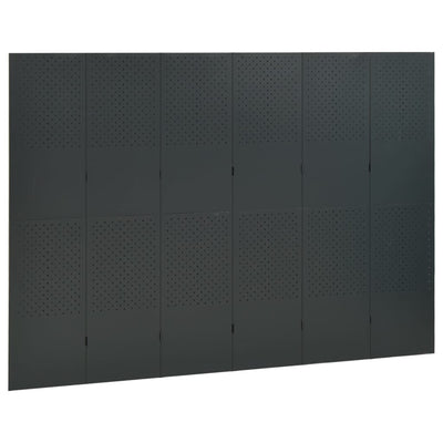 vidaXL 6-Panel Room Dividers 2 pcs Anthracite 240x180 cm Steel