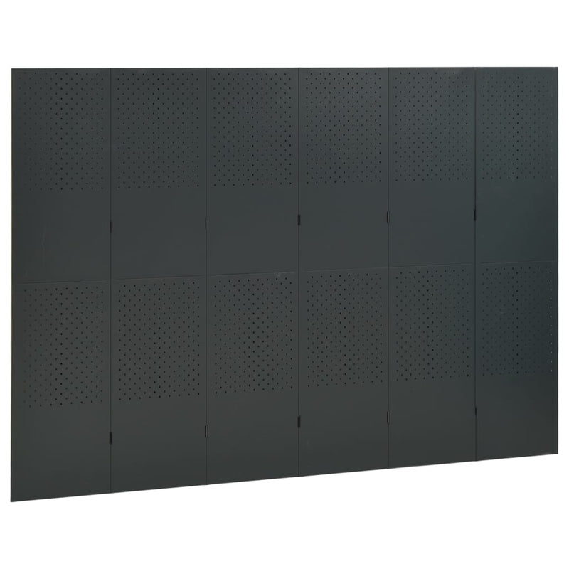 vidaXL 6-Panel Room Dividers 2 pcs Anthracite 240x180 cm Steel