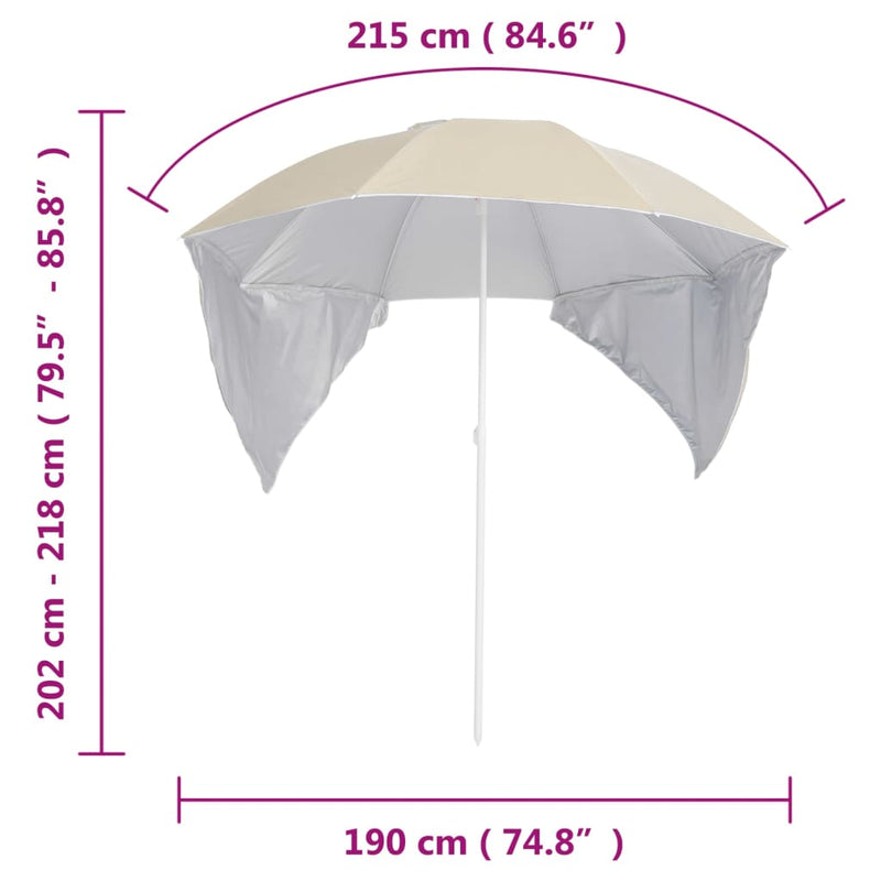 vidaXL Beach Parasol with Side Walls Anthracite 215 cm