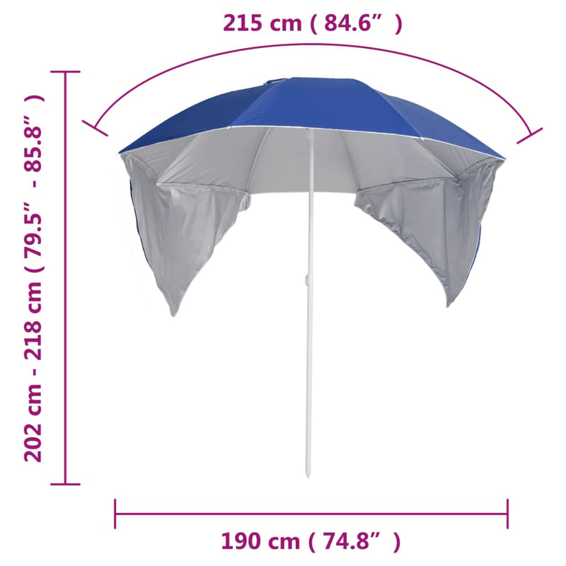 vidaXL Beach Parasol with Side Walls Anthracite 215 cm