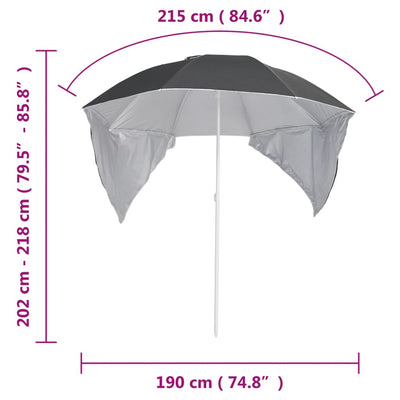 vidaXL Beach Parasol with Side Walls Anthracite 215 cm