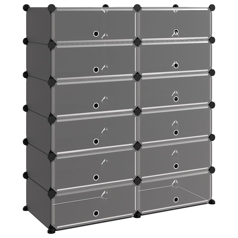 vidaXL Shoe Rack Black 44x32x174 cm PP